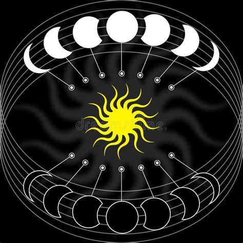 Sacred Geometry Sun And Moon Seamless Background Stock Illustration