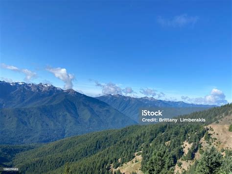 Mountain Side View With Mountains And Trees In Background Stock Photo ...