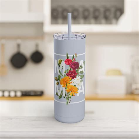 Custom Birth Flower Mama Tumbler Floral 20oz Straw Cup Personalized