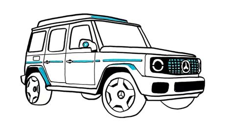 A Drawing Of A Mercedes Benz G Class Suv