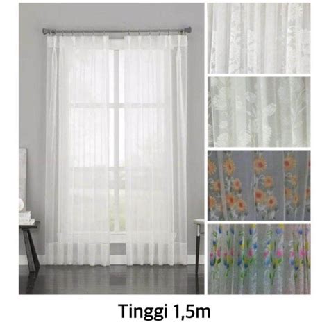 gorden vitrase gorden dalaman jendela motif tulip matahari polos