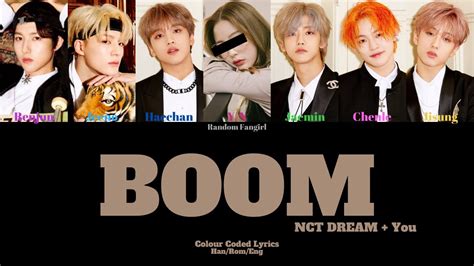 NCT DREAM 엔시티 드림 BOOM 7 Member Ver Colour Coded Lyrics Han Rom