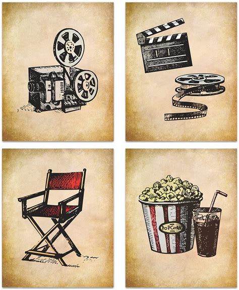 Vintage Movie Theater Wall Art, Home Theatre Feature Canvas Decor ...