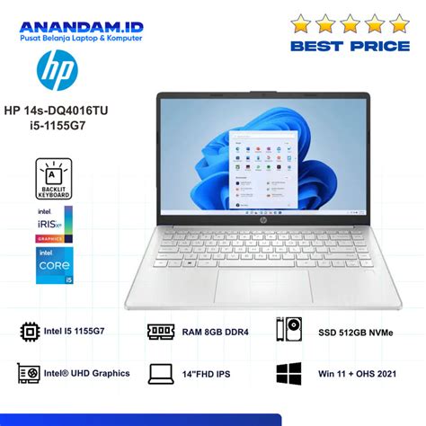 Laptop HP 14s Dq4016TU Core I5 Iris X 8GB RAM 512GB 14 Inch W11 Intel