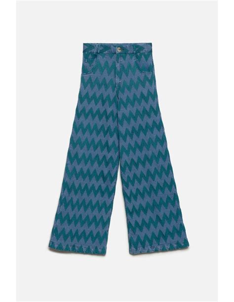 PANTALÓN DENIM ZIG ZAG VERDE BORDADO Michonet