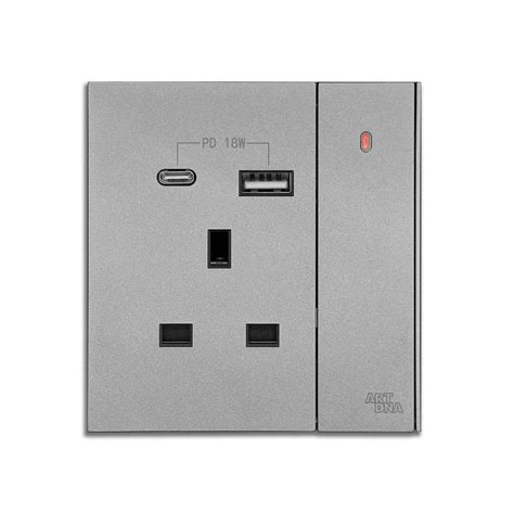 Artdna Universal Uk Wall Socket A With Usb Type A C China Uk Socket