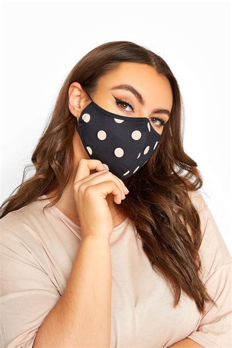 Black Polka Dot Cotton Face Mask Yours Clothing