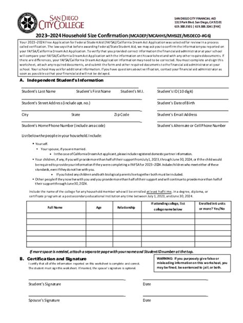 Fillable Online 20232024 Dependent Household Size Verification Form Fax Email Print Pdffiller