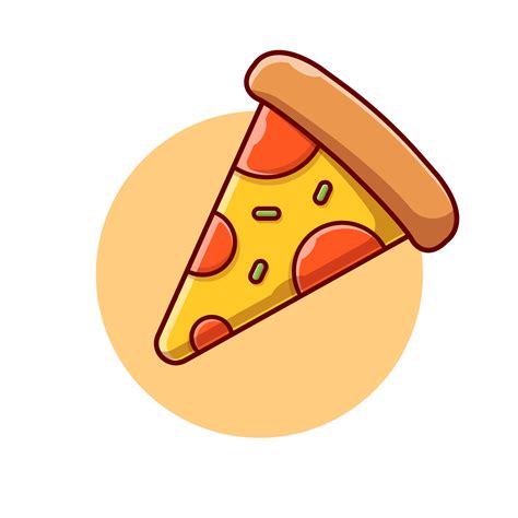 Slice Of Pizza Cartoon Vector Icon Illustration Food Object Icon