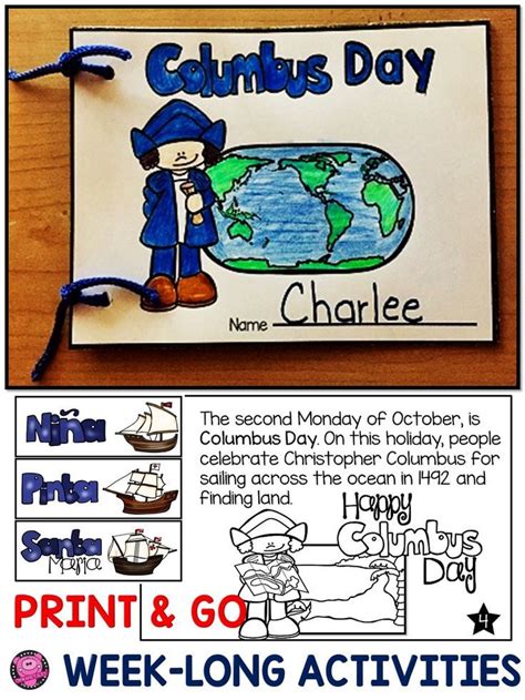 Christopher Columbus Day Craft And Activities Kindergarten And First