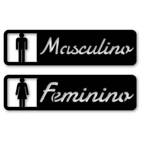 Kit Placa Para Banheiro Masculino E Feminino Em Mdf Mm As Pe As Wood