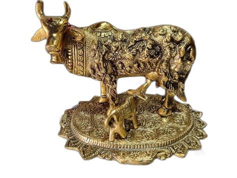 Gold Plated Kamadhenu Cow Calf Statue At Rs 540 Kamadhenu Cow And