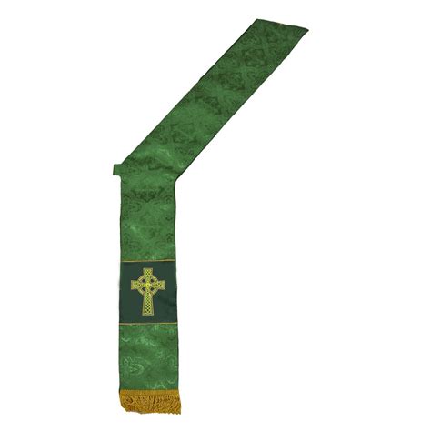 Green Deacon Stole Green Deacon Stole With Cross Embroidery