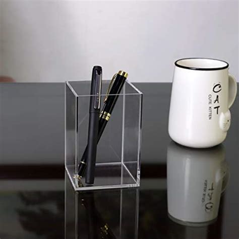 Niubee Acrylic Pen Holder 4 Packclear Desktop Pencil Cup Stationery Organizer For Office Desk