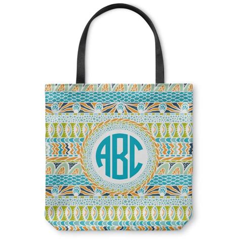 Custom Abstract Teal Stripes Canvas Tote Bag Personalized Youcustomizeit