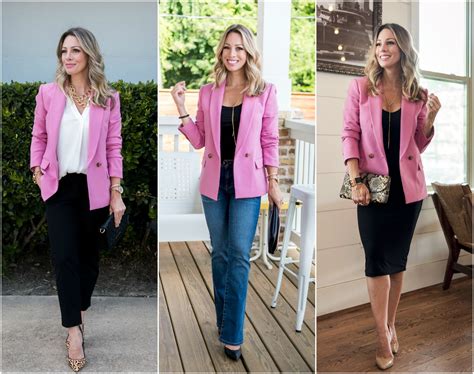 Work Weekend Wow How To Wear A Pink Blazer Pink Blazer Work Pink