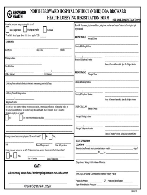 Fillable Online Vendor Browardhealth Health Lobbying Registration Form Fax Email Print Pdffiller