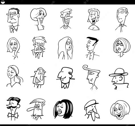 Conjunto De Caras De Personajes De Dibujos Animados Personas Vector Premium