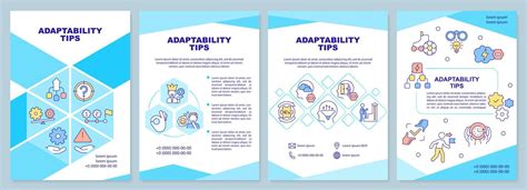 Adaptability Tips Blue Brochure Template Flexibility Skills Leaflet Design With Linear Icons