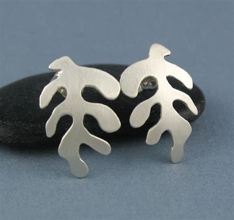 Modern Leaf Sterling Silver Post Earrings Inspired By Etsy