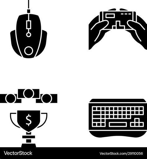 Esports Glyph Icons Set Royalty Free Vector Image