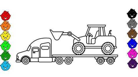 Excavator And Dump Truck Coloring Pages