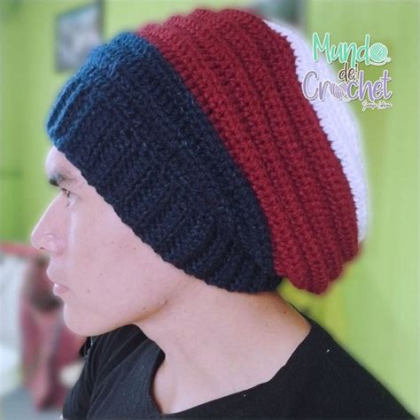 Gorro caído tricolor para hombre PASO A PASO Gorro diseño caído