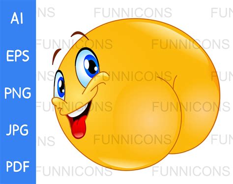 Happy Mooning Emoji With Tongue Out Showing His Butt Vector Clipart