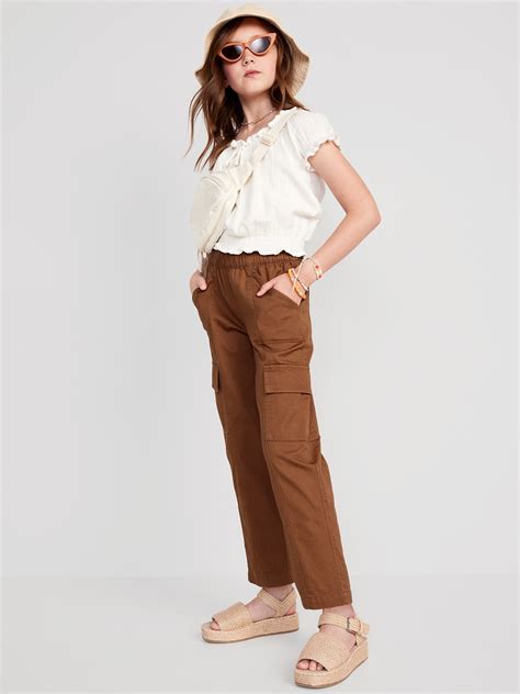 Loose Twill Cargo Pants For Girls Old Navy