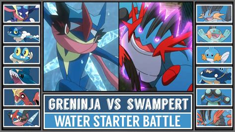 ASH GRENINJA vs MEGA SWAMPERT Water Starter Pokémon Battle YouTube