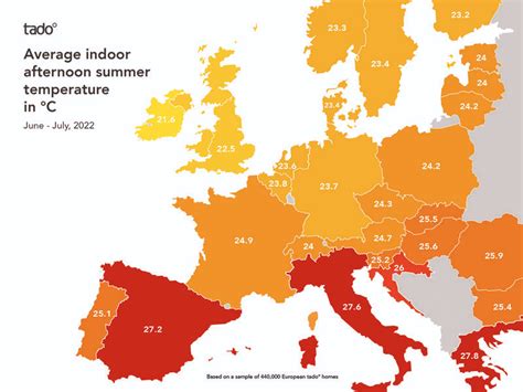 Average indoor afternoon summer temperature in Europe | 2022 : r/MapPorn