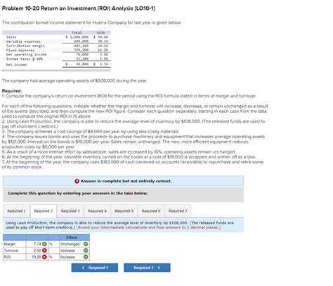 Solved Problem 10 20 Return On Investment Roi Analysis