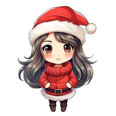 Cute Girl Wearing Santa Hat Cartoon Illustration Santa Clipart Hat