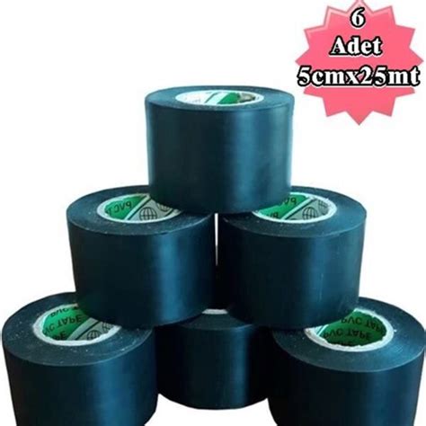 Siyah Pvc Bant 6 Adet 5cmX25m İzolasyon Bandı 50mm Bant Evi