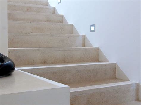 Jura Beige Limestone Stairs Sandblasted Brushed Tile Stairs