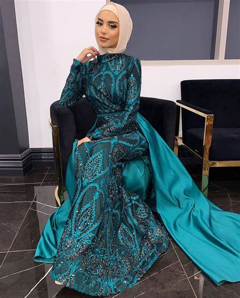 Long Sleeve Party Dresses With Hijab Zahrah Rose Party Dress Long