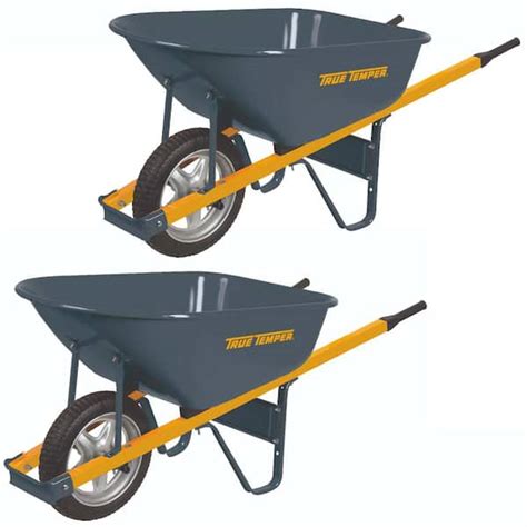 True Temper 6 Cu Ft Wheelbarrow With Steel Handles And Flat Free Tire