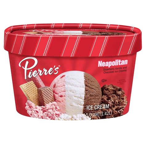 Pierres Neapolitan Strawberry Vanilla And Chocolate Ice Creams 1 75