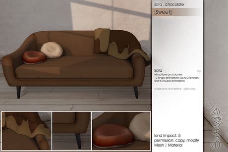 Second Life Marketplace - Sway's [Sweet] Sofa . chocolate