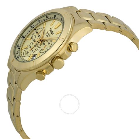 Seiko Chronograph Gold Dial Gold Tone Steel Men S Watch Ssb112 Chronograph Seiko Watches