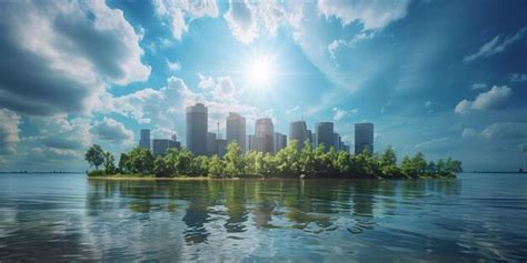 panoramic city view  skyline buildings premium ai generated image