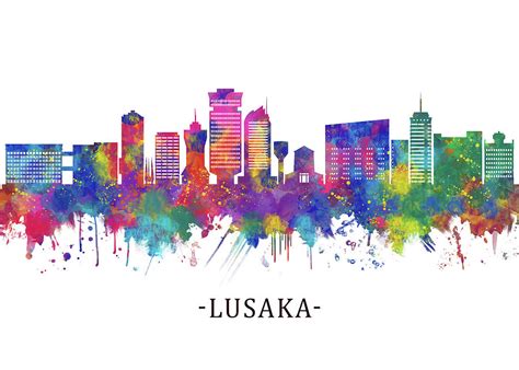 Lusaka Zambia Skyline Mixed Media by NextWay Art - Fine Art America