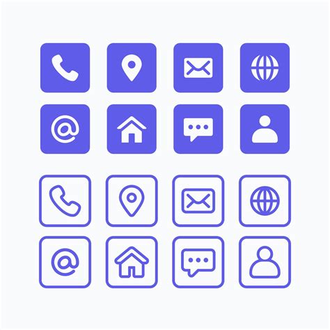 business card contact icons  vector art  vecteezy