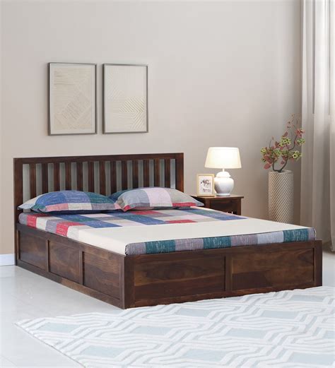 Buy Eva Sheesham Wood Queen Size Bed In Provincial Teak Finish With Box