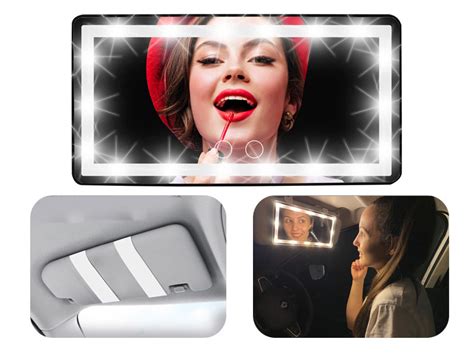 Car Visor Vanity Mirror Rechargeable 60 Led Lights Dimmable 3 Light Mode Cropped Glowflawless