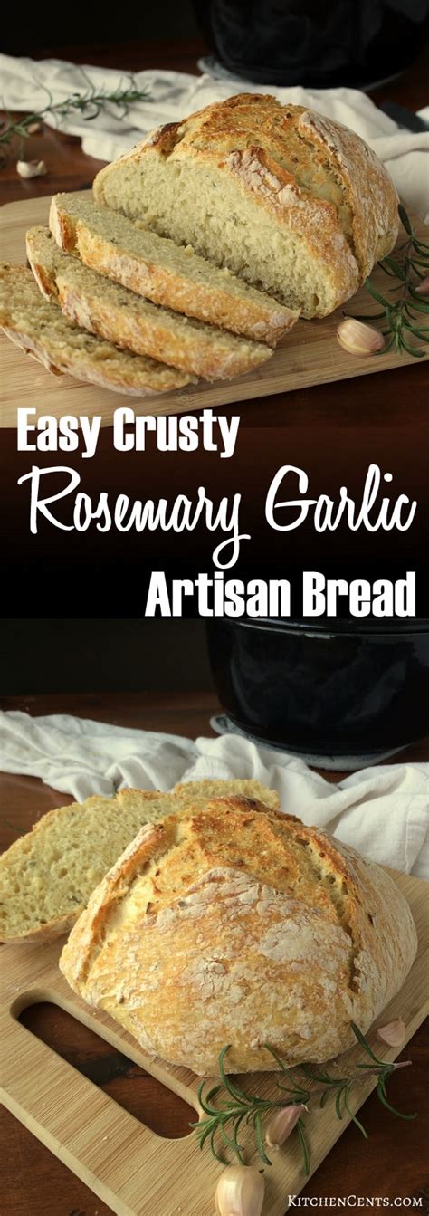 Easy 6 Ingredient No Knead Crusty Rosemary Garlic Artisan Bread