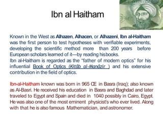 Ibn Ul Haitham PPT