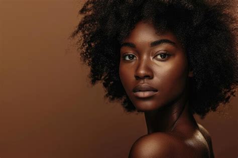 Premium AI Image | Beautiful Black woman with natural afro hair in a studio