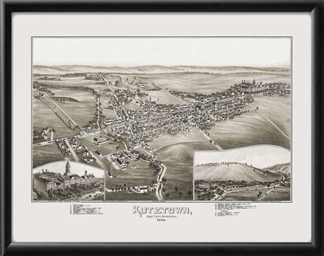 Kutztown PA 1893 Restored Map | Vintage City Maps