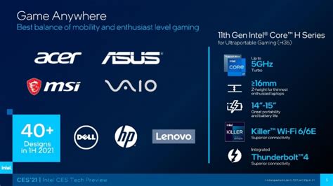 Intel Th Gen H Series Cpus Nm For Ultraportable Gaming Laptops